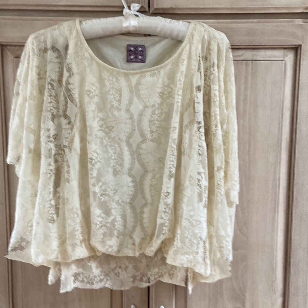 Free People Elegant Cream Lace Top XS